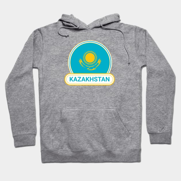 Kazakhstan Country Badge - Kazakhstan Flag Hoodie by Yesteeyear